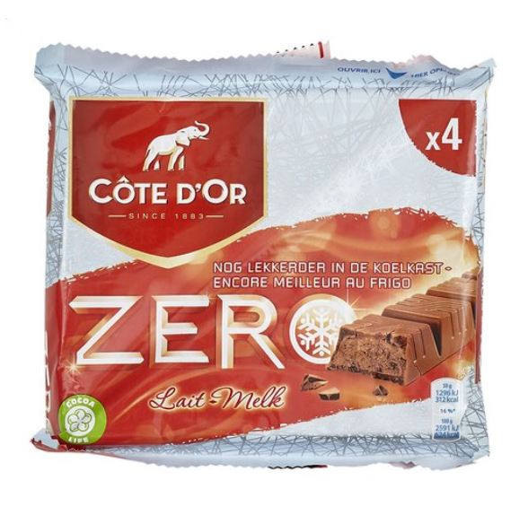 COTE D'OR Zéro chocolat au lait 4x50g 16/12/2024